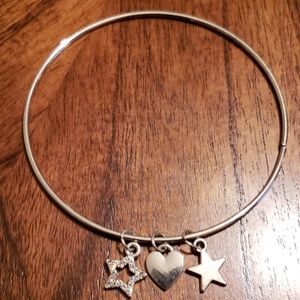 Stars and heart bangle bracelet
